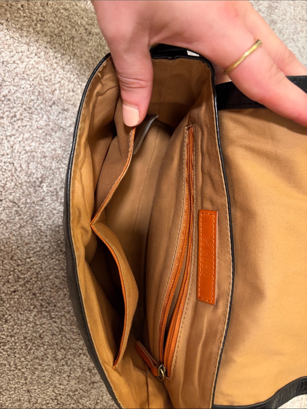 Black Leather Hobo International Crossbody Bag - Picture 9 of 10
